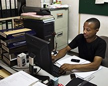 Ministry of health staff using an HRIS system in Uganda